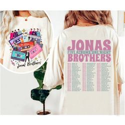 jonas brothers retro five albums one night tour shirt, jonas brothers tour vintage t-shirt, jonas five albums one night