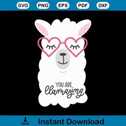 you are llamazing llama cute llama wear heart glasses svg