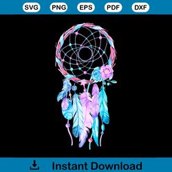 dream catcher boho flowers and feathers svg