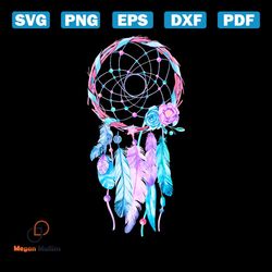 dream catcher boho flowers and feathers svg