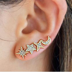 4 Piece Set Star Octagonal Earring Set