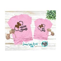 Leopard Mama Mouse SVG Mini Mouse Mickey Head Digital File SVG Animal Print Hand Lettered Disneyland Mama mouse Silhouet