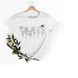 Wild Flowers Shirt, Wildflower Tshirt, Floral Shirt, Botanical Shirt, Flower Shirt, Nature Lover Shirt,Ladies Shirts, Wo