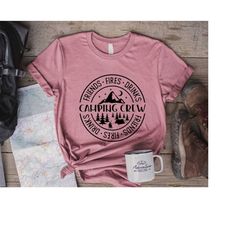 camping crew shirt, camping crew, fires-friends-drinks, vacation shirt, happy camper shirt, camping buddie, hiking gift