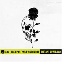 Skull Svg File | Flower Skull Svg | Skull Clipart | Floral Skull Svg | Skull Flower Svg | Skull Roses Svg | Sugar Skull
