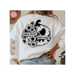 sorta sweet sorta spooky svg, floral pumpkin svg, spooky season svg, flower pumpkin svg, funny halloween svg, halloween