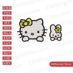 hello kawaii kitty face embroidery design
