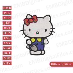 hello kitty planting tree embroidery design