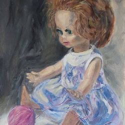 Doll oil painting toy artwork for children room nursery