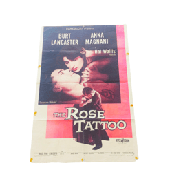 the rose tattoo movie poster 1955 with anna magnani & burt lancaster original film movie poster from 1955 used outside o