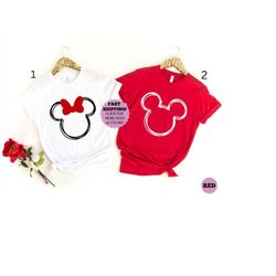 mickey minnie head shirt, mickey ears, mickey mouse shirt, minnie mouse shirt, disney ear shirt,disney couple tshirts, m