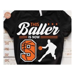 this baller is now 9 svg, birthday boy basketball svg, 9th birthday boy svg, basketball birthday svg, basketball party b