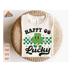 happy go lucky svg, lucky svg, shamrock svg, st patricks day svg, lucky shirt, st pattys day svg, clover svg, retro st p