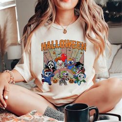 vintage disney stitch halloween shirt, halloween horror characters, scream ghostface shirts, horror movie shirt, disney