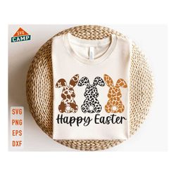 happy easter animal print svg, easter bunny svg, leopard bunny svg, bunny svg, three rabbits, peeps svg, happy easter sv
