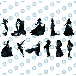 princess silhouettes, instant download, clipart, elements, png - instant download