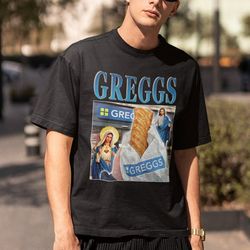 greggs homage t-shirt, bakery chain shirt, greggs plc shirt, john gregg shirt, greggs homage shirt - a587