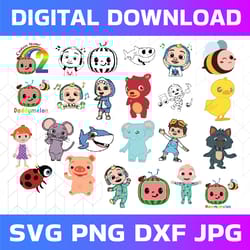 bundle 24 files cocomelon svg, coco melon svg, cocomelon bundle svg, cocomelon birthday svg, watermelon birthday, trendi