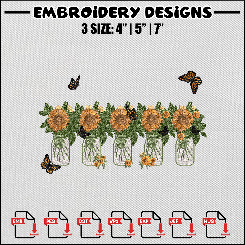 Five flower embroidery design
