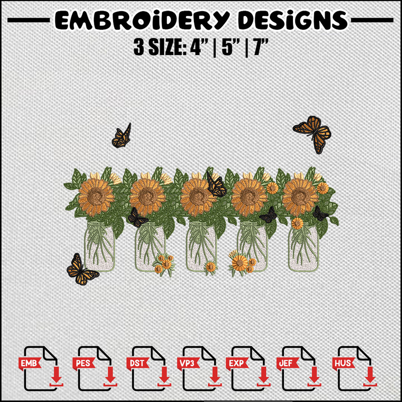 Five flower embroidery design