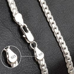 Noble brand 925 Sterling Silver classic 6mm Chain Necklace For Woman Men 16-24inch Fashion Wedding party fine Jewelry gi