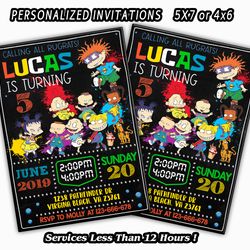 rugrats birthday invitation, rugrats birthday party invites, rugrats printable invitation, personalized invitation