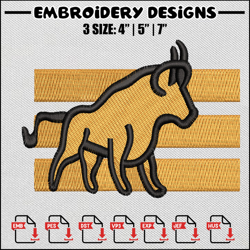 Yellow bull embroidery design