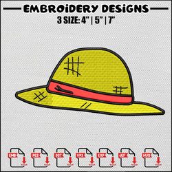 Luffy hat embroidery design, Anime design, Embroidery files, Embroidery shirt, One piece design, Digital download