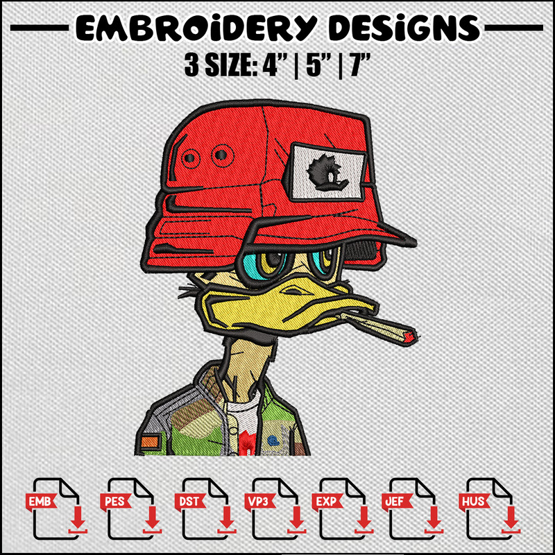 Commando duck embroidery design
