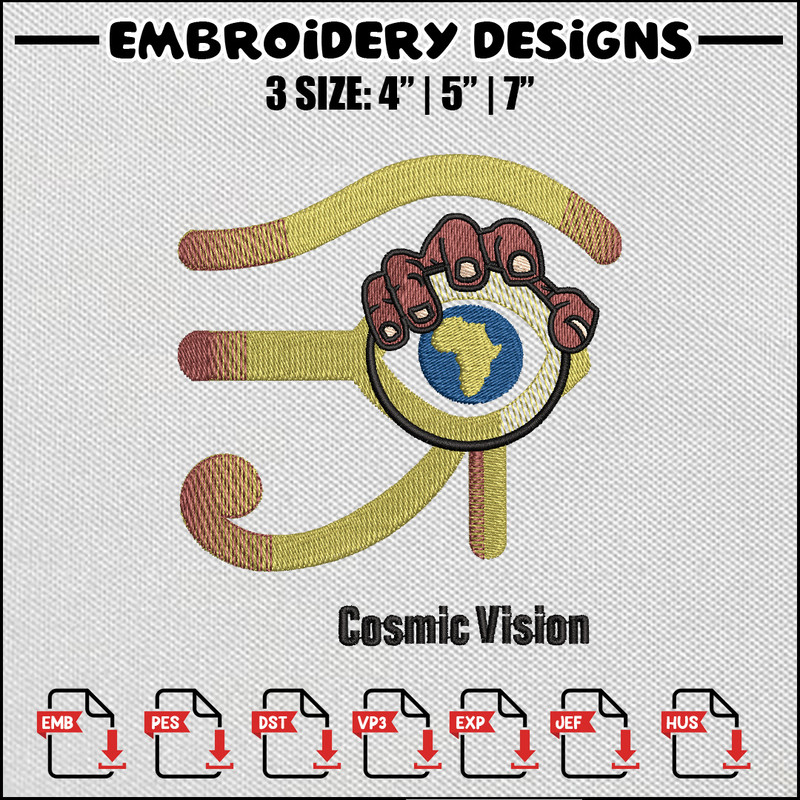 Cosmic vision embroidery design