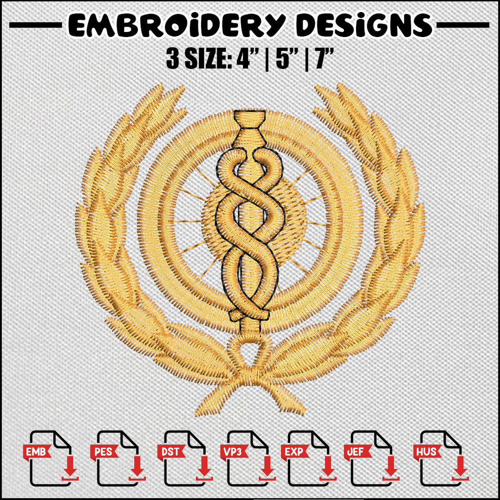 Crown yellow embroidery design