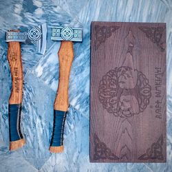 handmade viking hammer and axe hand forged carbon steel best for xmas gift idea, christmas gift