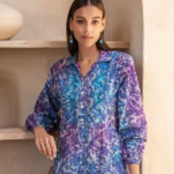 Long Tunic Dress In Blue Color For Women