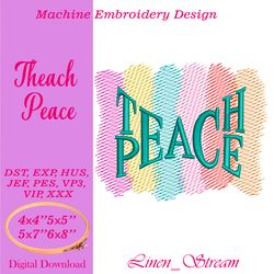 Theach Peace. Machine embroidery design in 8 formats and 3 sizes
