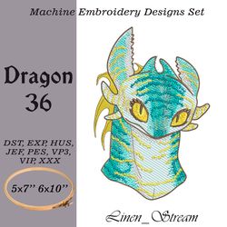 Dragon 36. Machine embroidery design in 8 formats and 2 sizes