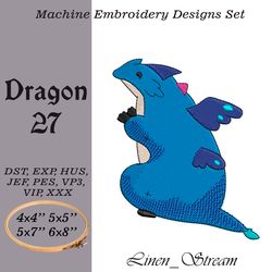 dragon 27. machine embroidery design in 8 formats and 4 sizes