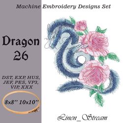 Dragon 26. Machine embroidery design in 8 formats and 2 sizes