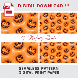 Halloween 3D Inflated Bubble Puff Design - Seamless Tileable Pattern - Digital Paper - PNG 300 dpi