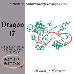 Dragon RW17. Machine embroidery design in 8 formats and 4 sizes
