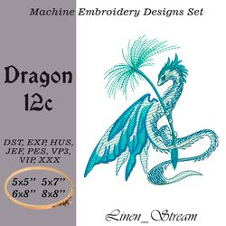 Dragon 12c. Machine embroidery design in 8 formats and 4 sizes
