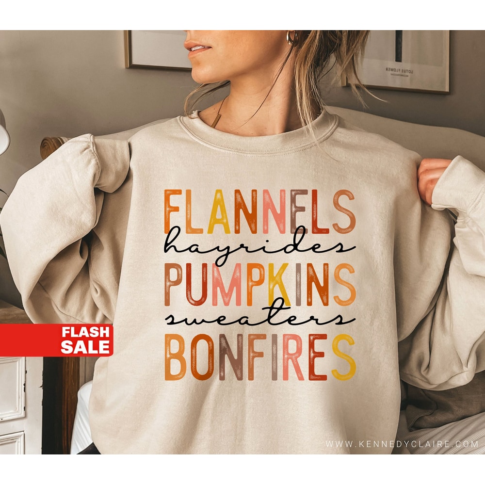 Pumpkin Fall Sweatshirt, Fall Shirt for Women Halloween Shirt, Flannel Pumpkin Patch Fall Crewneck, Cute Autumn Tee.jpg