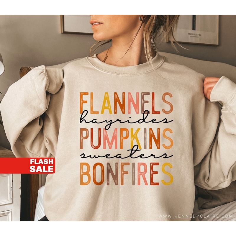 Pumpkin Fall Sweatshirt, Fall Shirt for Women Halloween Shirt, Flannel Pumpkin Patch Fall Crewneck, Cute Autumn Tee.jpg