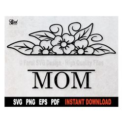 Mom SVG, Mother's Day SVG Split Name Frame Svg File For Cricut, Silhouette, Floral Svg Cut File, Clipart, PNG File- Inst