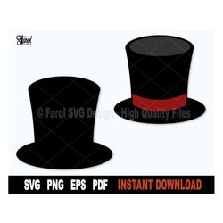 Top Hat Svg, Snowman Hat Svg File For Cricut, Silhouette, Magician hat Svg, Christmas Svg Cut file, Vector Clipart, Png