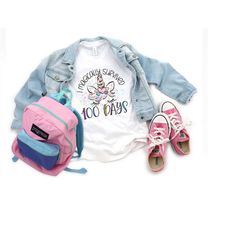 i magically survived 100 days shirt, teacher shirts, 100th day of school shirt, unicorn shirt, kindergarten shirt, back