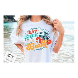 retro summer svg, day drinking at the beach svg, retro skull svg, groovy summer svg, groovy beach svg