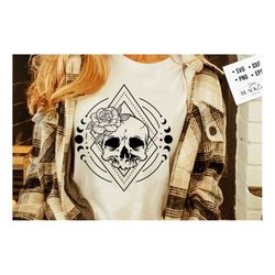 celestial skull svg, geometric skull svg, floral skull svg, skull and rose svg, magic illustration svg, skull svg, magi