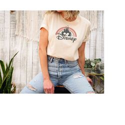 disney rainbow castle shirt, disney vintage tee,disney family shirt, disney castle shirt, disney retro, disneyworld shir