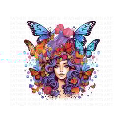 psychedelic butterfly woman, butterfly woman png, psychedelic png decor, psychedelic art, psychedelic wall art png, subl