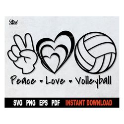 volleyball svg, peace love volleyball svg cut files, volleyball svg file for cricut, sport clipart svg, clipart - instan